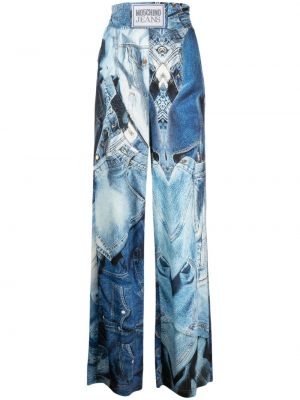 Laia lõikega mustriline püksid Moschino Jeans sinine