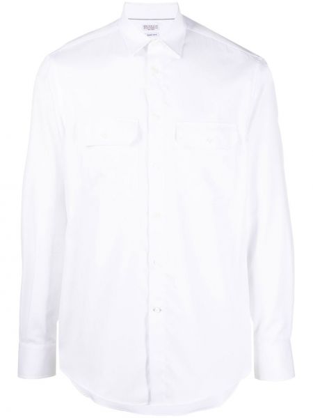 Chemise en coton avec poches Brunello Cucinelli blanc