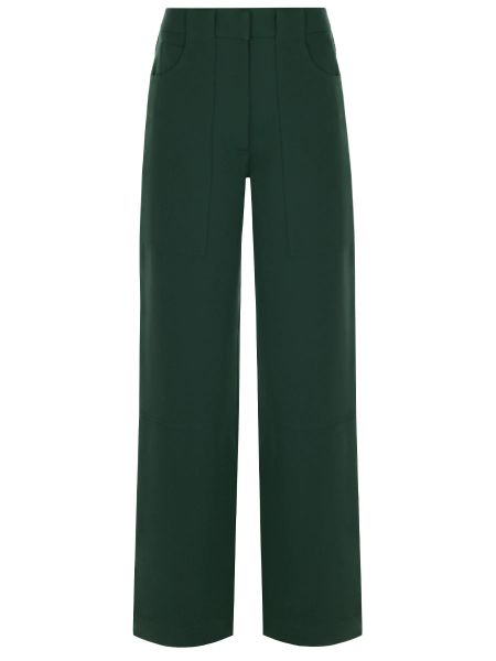 Шерстяные брюки Victoria Beckham зеленые