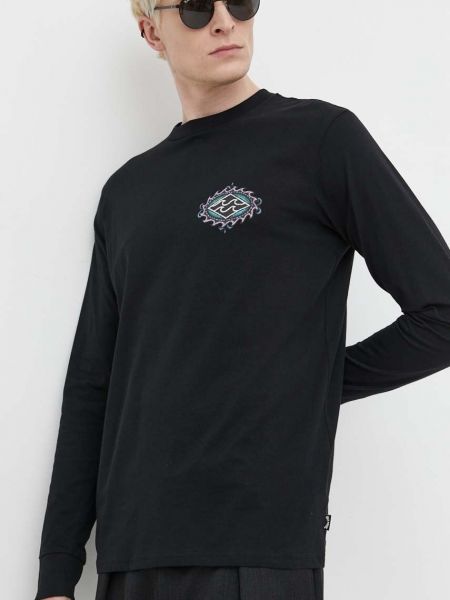 Bombažna majica z dolgimi rokavi z dolgimi rokavi Billabong črna