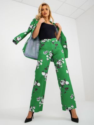 Φλοράλ παντελόνι Fashionhunters πράσινο