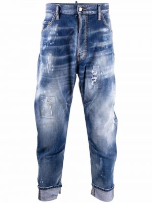 Trykt nødlidende jeans 7/8 Dsquared2 blå