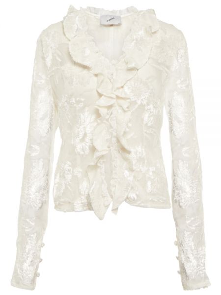 Копринена блуза с волани Coperni бяло