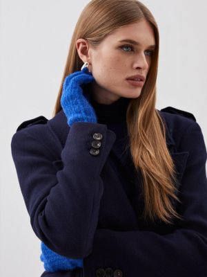 Трикотажные шерстяные перчатки Karen Millen синие