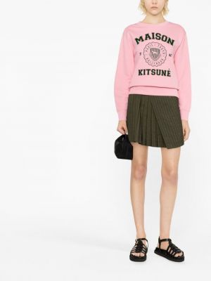 Strick pullover mit print Maison Kitsuné pink