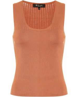 Памучен копринен пуловер Loro Piana оранжево
