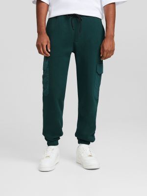 Pantaloni sport cu buzunare Bershka verde