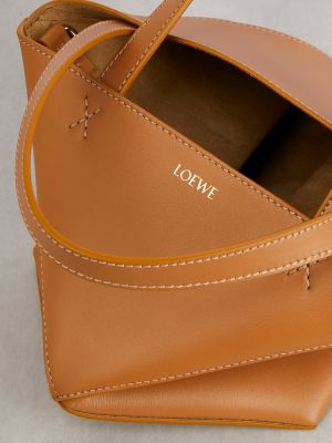 Usnjena nakupovalna torba Loewe rjava
