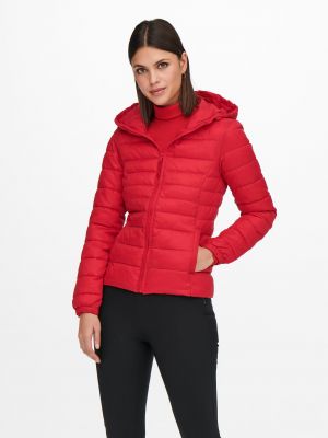 Pernata jakna s kapuljačom Only crvena