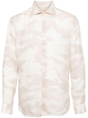Maskáčový ľanová košeľa s potlačou 120% Lino