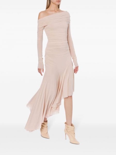 Drapiruotas asimetriškas midi suknele Philosophy Di Lorenzo Serafini rožinė