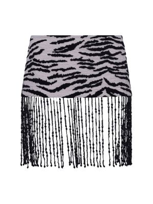 Mini spódniczka bawełniana żakardowa w zebrę Des Phemmes czarna