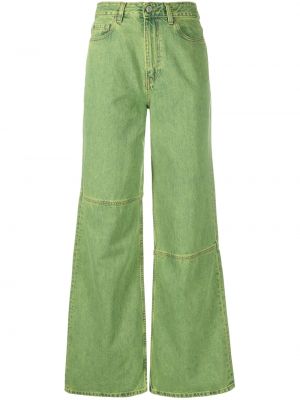 Laia lõikega teksapüksid Ganni roheline