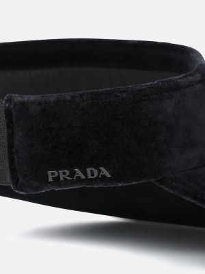 Кадифена шапка с козирки Prada черно