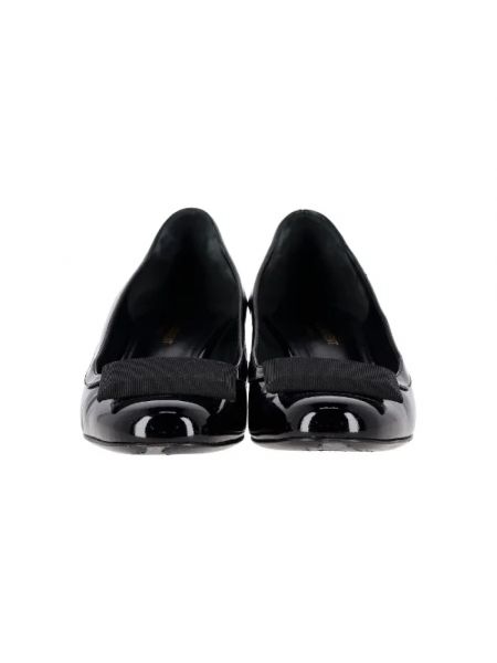 Czółenka skórzana na obcasie retro Yves Saint Laurent Vintage czarna
