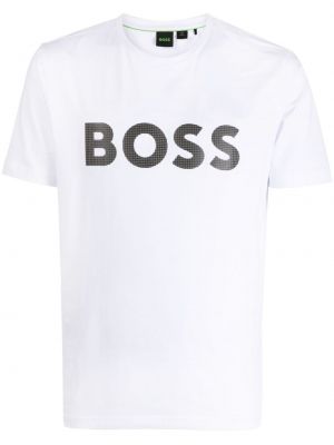 T-shirt à imprimé col rond Boss blanc