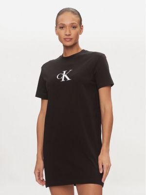 Satenska traper haljina Calvin Klein Jeans crna