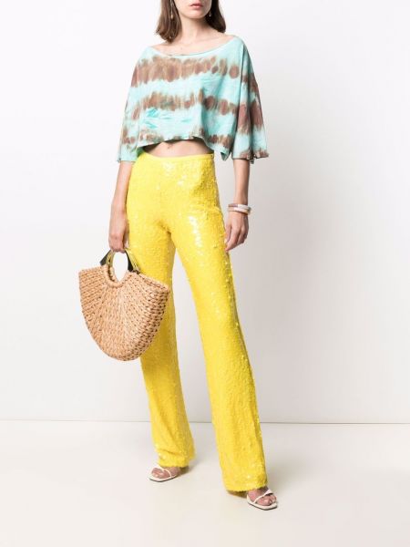 Pantalones rectos con lentejuelas Antonella Rizza amarillo