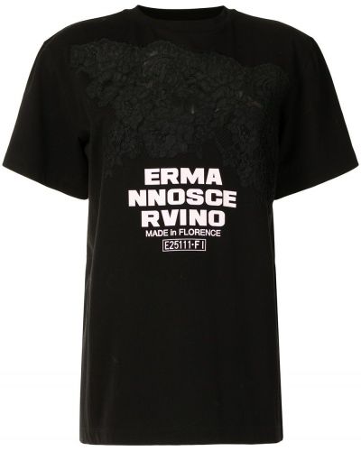 Памучна тениска с дантела Ermanno Scervino черно