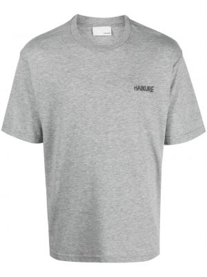 Bavlněné tričko s výšivkou Haikure šedé
