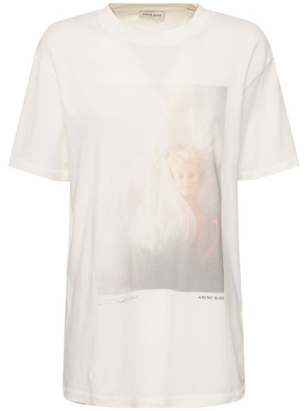 Βαμβακερή μπλούζα από ζέρσεϋ Anine Bing λευκό