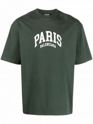 Bavlnené tričko s potlačou s krátkymi rukávmi Balenciaga - zelená