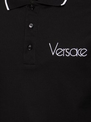 Polo di cotone Versace nero