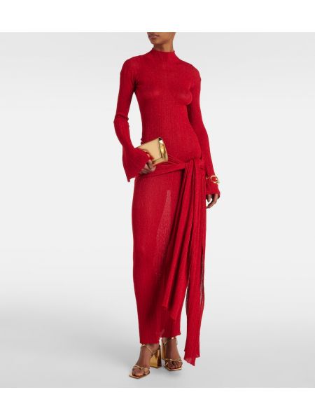Robe longue drapé Aya Muse rouge