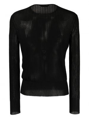 Pletený bavlněný hedvábný svetr Sapio černý