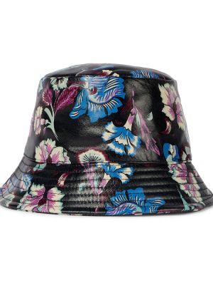 Chapeau en cuir à fleurs Isabel Marant noir