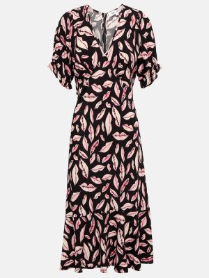 Midi šaty s potlačou Diane Von Furstenberg čierna