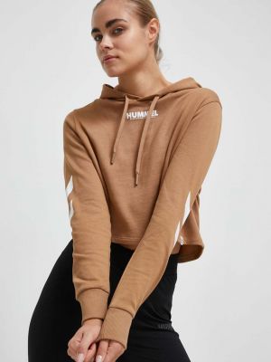 Коричневий бавовняний светр з капюшоном з принтом Hummel