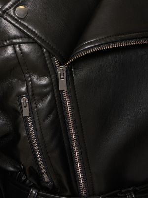 Mākslīgas ādas oversize ādas jaka The Andamane melns