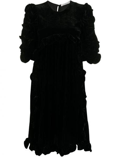 Vestido de cóctel de terciopelo‏‏‎ con volantes Cecilie Bahnsen negro
