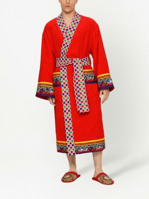 Szlafrok z nadrukiem Dolce And Gabbana czerwony