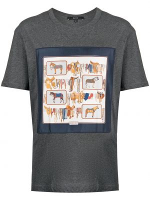 T-shirt en coton à imprimé Gucci gris