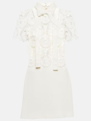 Mini vestido con bordado de crepé Elie Saab blanco