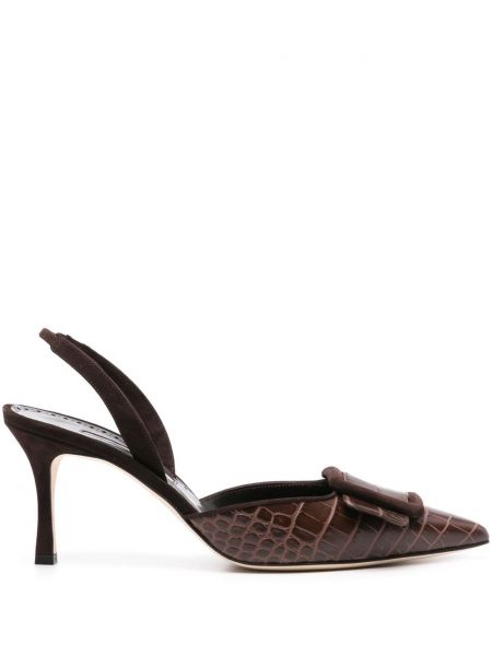 Escarpins à lanières Manolo Blahnik marron