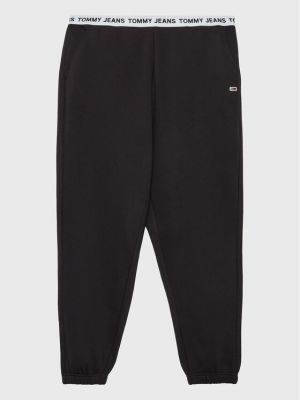 Relaxed fit sportinės kelnes Tommy Jeans Curve juoda
