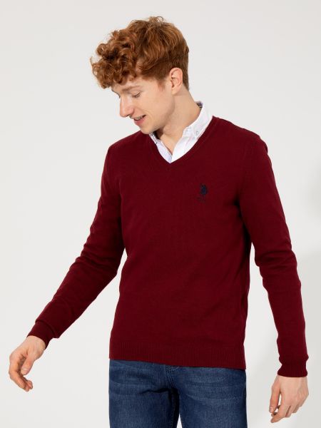 Пуловер U.s. Polo бордовый
