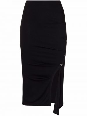 Midi sukně s vysokým pasem s knoflíky Alix Nyc - černá