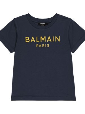 Bomuld t-shirt for piger Balmain Kids blå