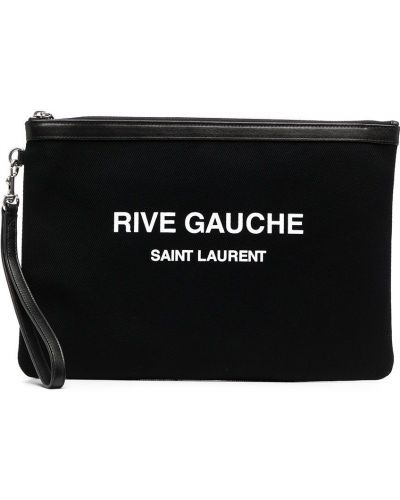 Bolso clutch con estampado Saint Laurent negro