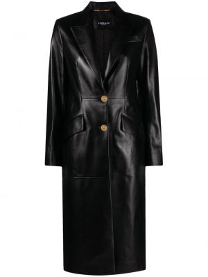 Bőr kabát Versace fekete