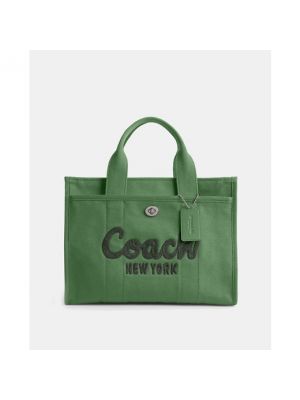Bolso shopper con cremallera de algodón Coach verde