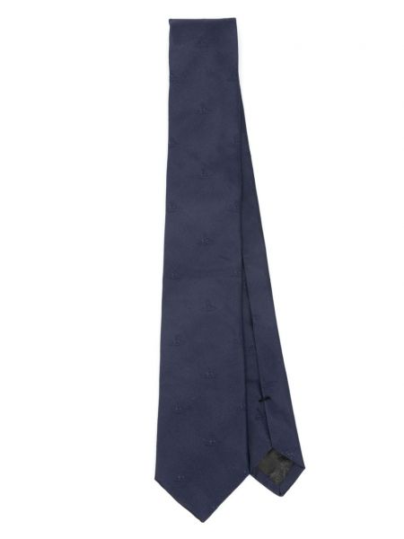 Žakardinis šilkinis kaklaraištis Vivienne Westwood mėlyna