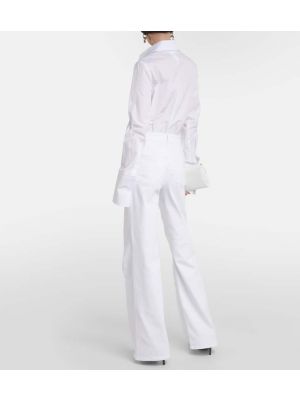 Slim fit kõrge vöökohaga sirged püksid Frame valge