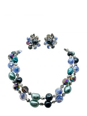 Vėrinys su perlais su kristalais Baumer Vendome mėlyna