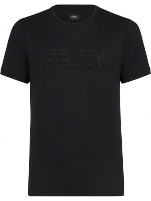 Camiseta con bordado Fendi negro