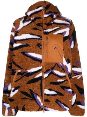 Fleece μπουφάν με φερμουάρ με σχέδιο Adidas By Stella Mccartney καφέ